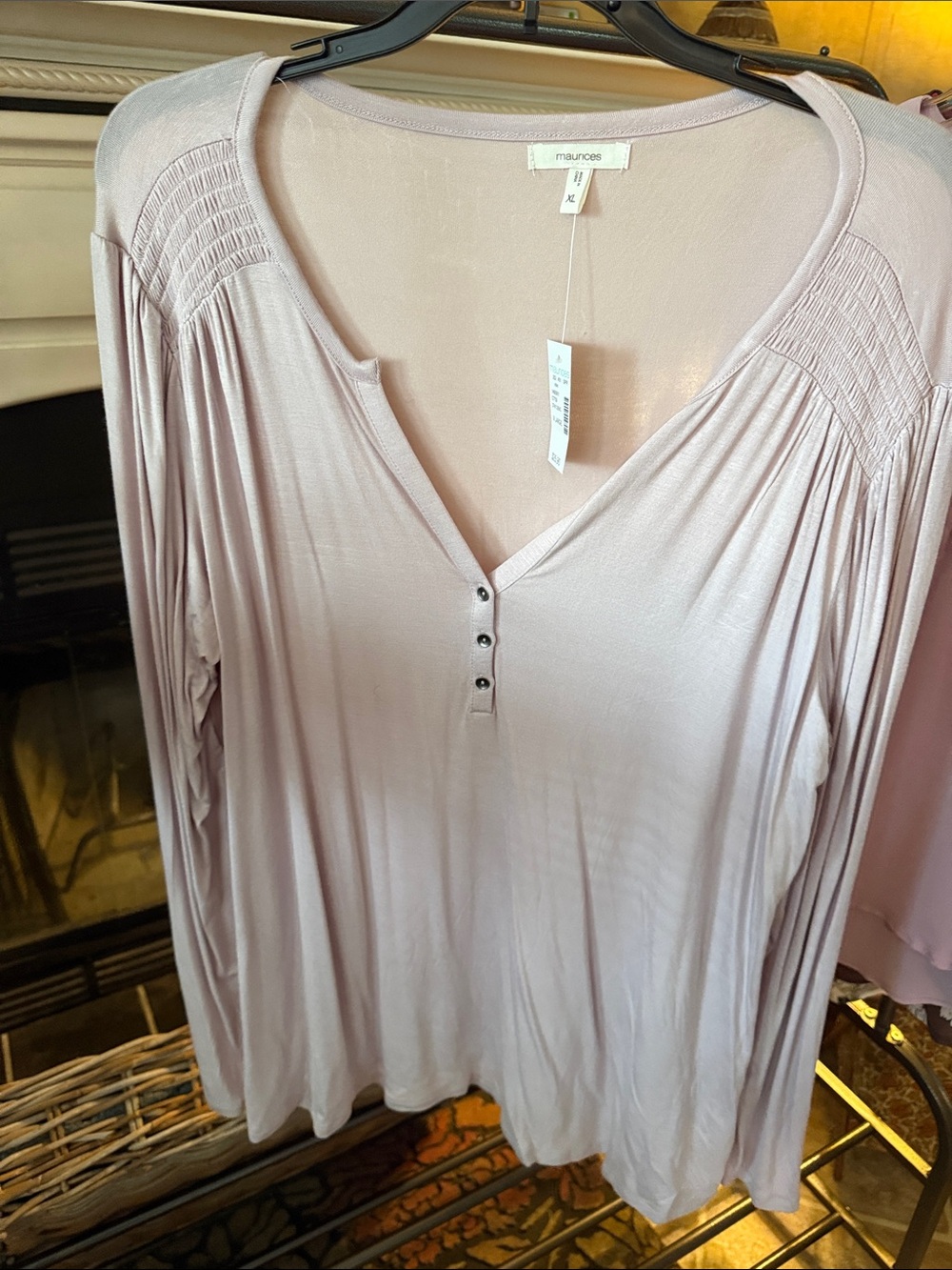 Maurices Blush Dusty Pink Henley Long Sleeve Top 0085